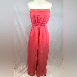 Pink chiffon strapless split mini maxi dress size XS